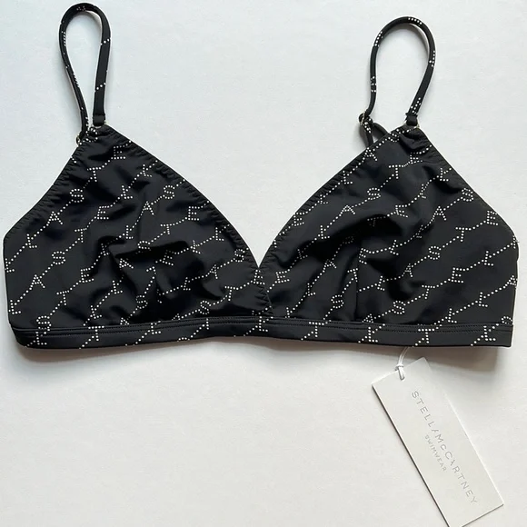 Stella McCartney Black and White Logo Triangle Bikini Top | NWT Size L - Picture 5 of 12